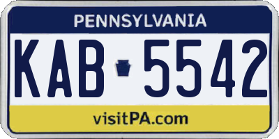 PA license plate KAB5542