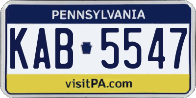 PA license plate KAB5547