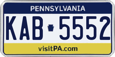 PA license plate KAB5552