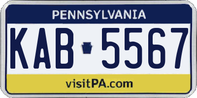PA license plate KAB5567