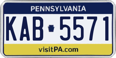 PA license plate KAB5571