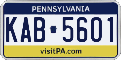 PA license plate KAB5601