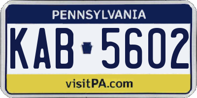 PA license plate KAB5602