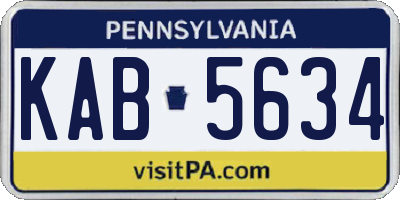 PA license plate KAB5634