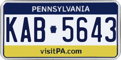 PA license plate KAB5643