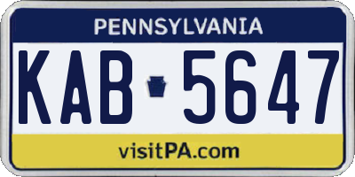 PA license plate KAB5647