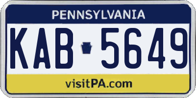 PA license plate KAB5649
