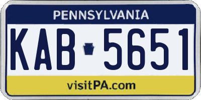 PA license plate KAB5651