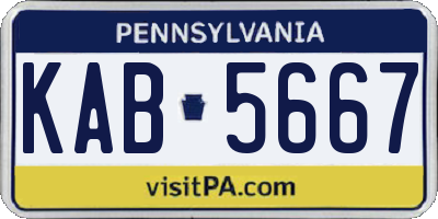 PA license plate KAB5667