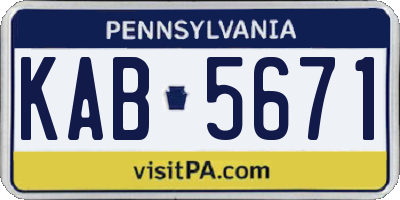 PA license plate KAB5671