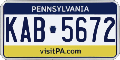 PA license plate KAB5672