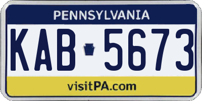 PA license plate KAB5673