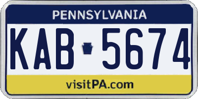 PA license plate KAB5674