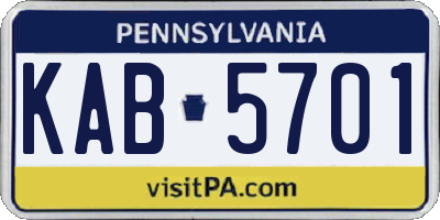 PA license plate KAB5701