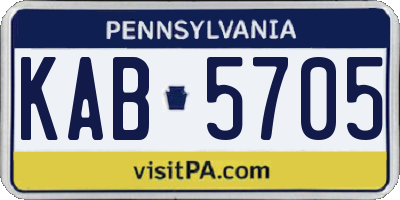 PA license plate KAB5705