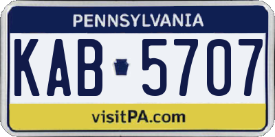 PA license plate KAB5707