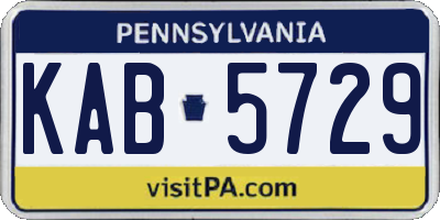 PA license plate KAB5729