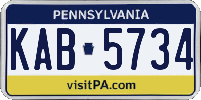 PA license plate KAB5734