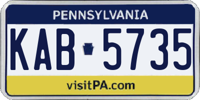 PA license plate KAB5735