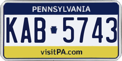 PA license plate KAB5743