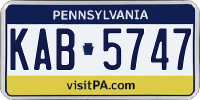 PA license plate KAB5747