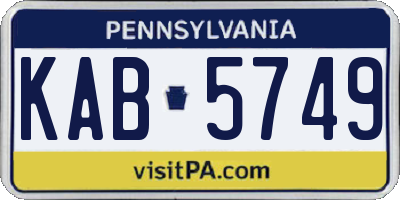 PA license plate KAB5749