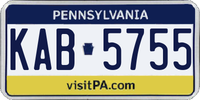 PA license plate KAB5755