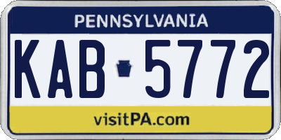 PA license plate KAB5772