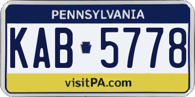 PA license plate KAB5778