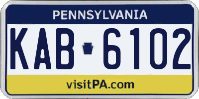 PA license plate KAB6102