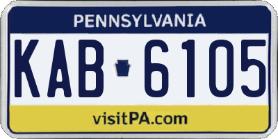 PA license plate KAB6105