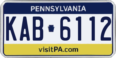 PA license plate KAB6112