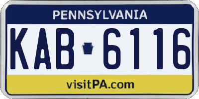 PA license plate KAB6116