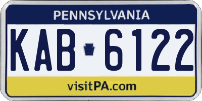 PA license plate KAB6122