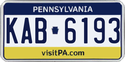 PA license plate KAB6193