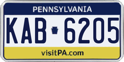 PA license plate KAB6205