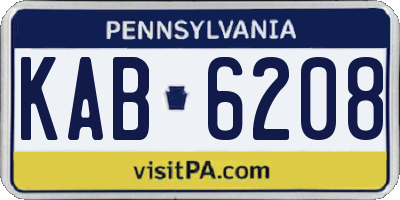 PA license plate KAB6208