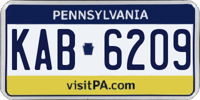 PA license plate KAB6209