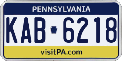 PA license plate KAB6218