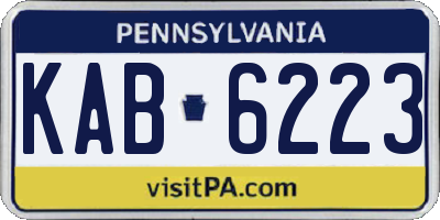 PA license plate KAB6223