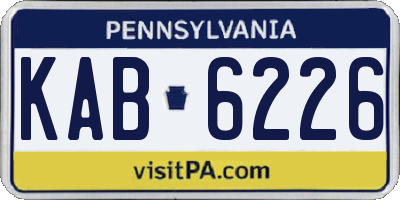 PA license plate KAB6226
