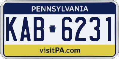 PA license plate KAB6231