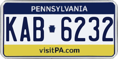 PA license plate KAB6232
