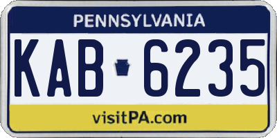 PA license plate KAB6235