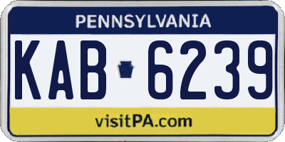 PA license plate KAB6239
