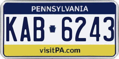 PA license plate KAB6243