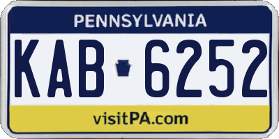 PA license plate KAB6252
