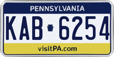 PA license plate KAB6254