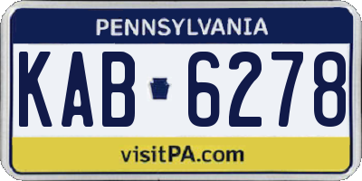PA license plate KAB6278