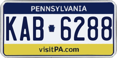 PA license plate KAB6288